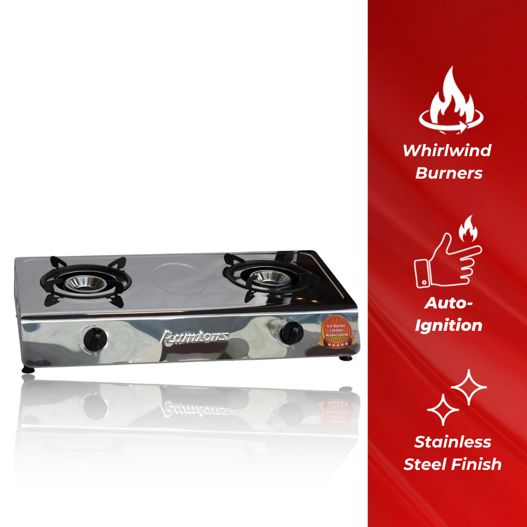 Gas Cooker 2 Burner Stainless Steel - RG/538 thumbnail 2