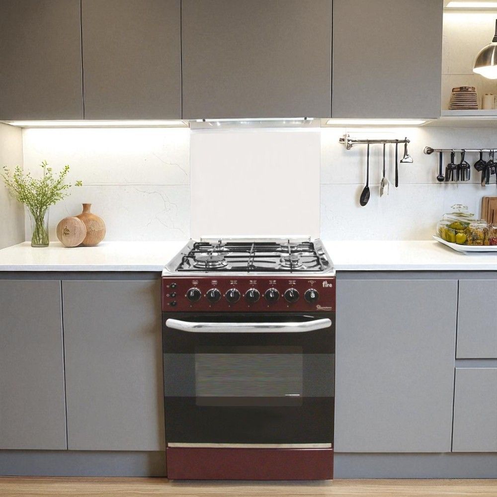 4 Gas 55X55 Dark Red Cooker - EB/303 thumbnail 2